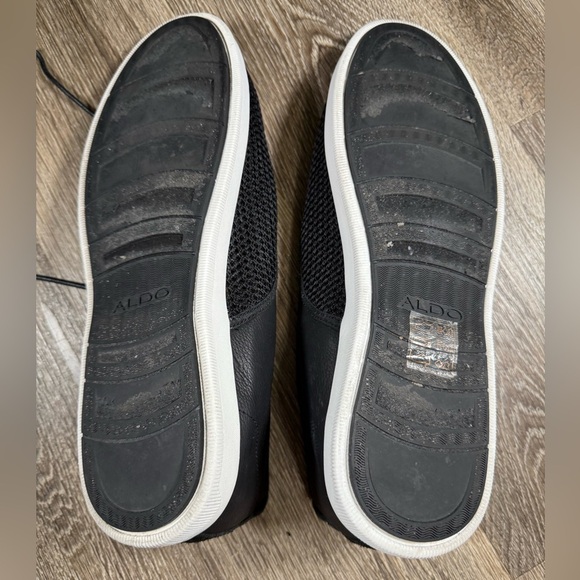 Aldo Shoes Men sz12 Black Leather & Mesh Sneakers Dadcore Vtg Y2K Retro Capsule - Picture 8 of 8